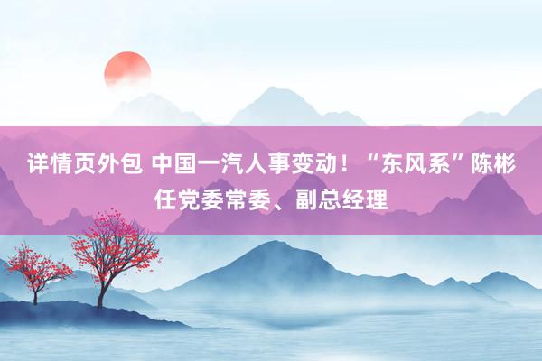 详情页外包 中国一汽人事变动！“东风系”陈彬任党委常委、副总经理