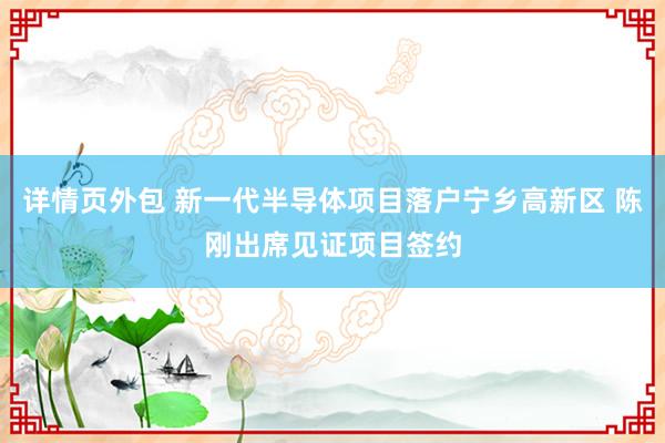 详情页外包 新一代半导体项目落户宁乡高新区 陈刚出席见证项目签约